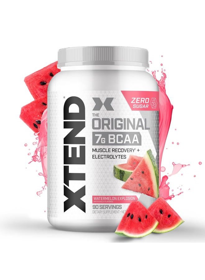 XTEND مسحوق XTEND الأصلي BCAA بنكهة بطيخ الانفجار - صفر سعرات حرارية، صفر كربوهيدرات، صفر سكر - مشروب استعادة العضلات بعد التمرين مع الأحماض الأمينية - 7 جرام BCAAs للرجال والنساء - 90 حصة - Image 1